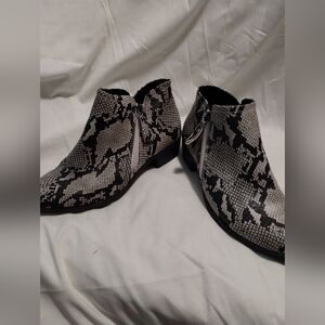 Faux snake skin booties